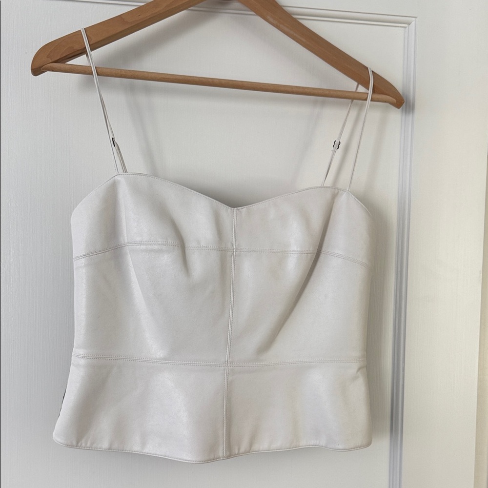 Bailey 44 White/Black Bustier Top in Faux Leather Size Medium